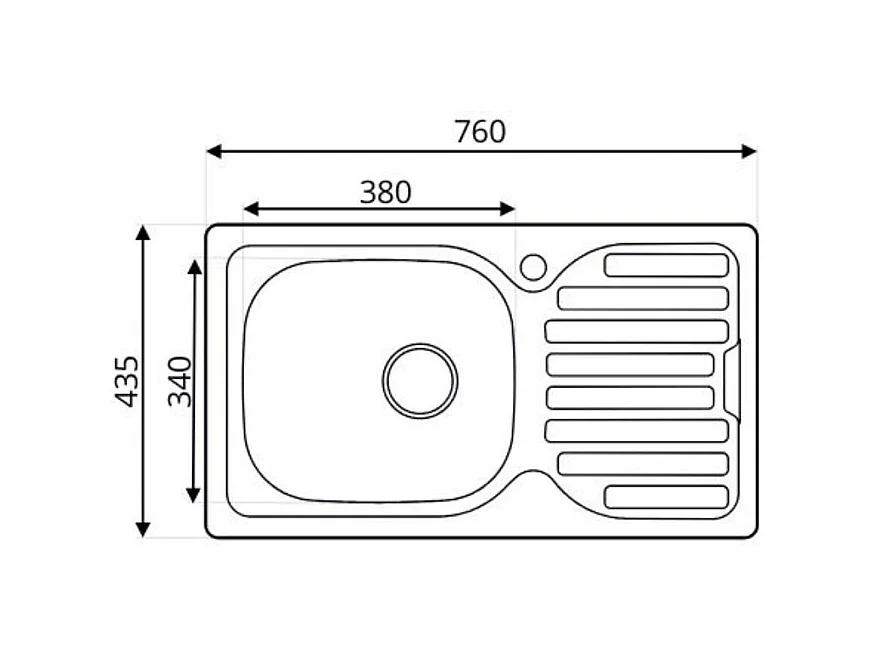 Lavello incasso cucina acciaio 76x43.5 una vasca e gocciolatoio destro SA07DX Samet