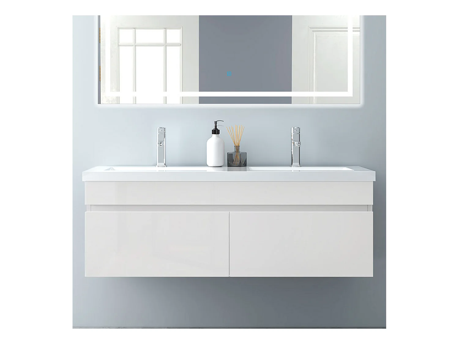 AICA Badezimmerschränke 120cm Keramik Einbauwaschbecken mit Unterschrank - Hochglanz Weiß Hängeschrank - MARO