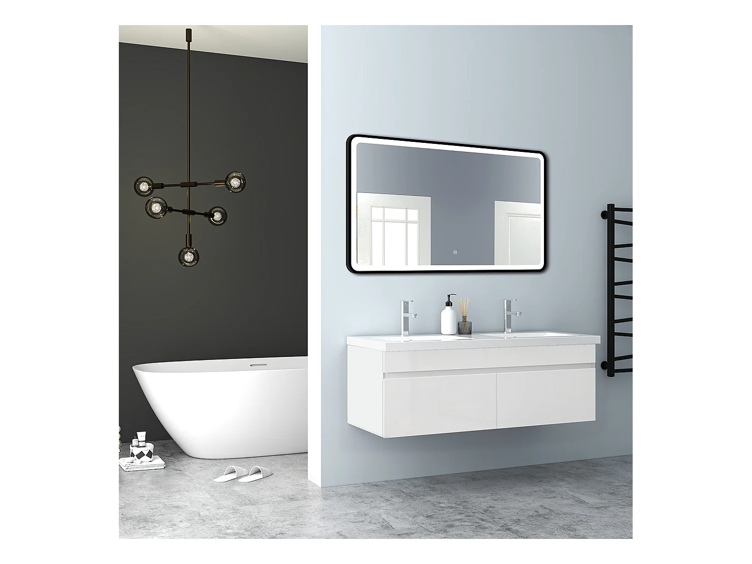 AICA Badezimmerschränke 120cm Keramik Einbauwaschbecken mit Unterschrank - Hochglanz Weiß Hängeschrank - MARO