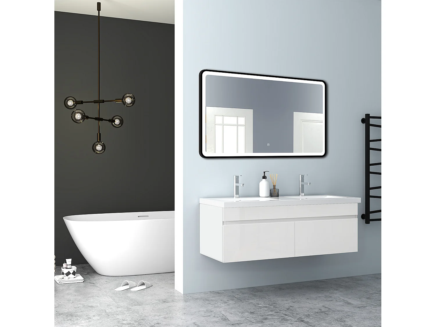 AICA Badezimmerschränke 120cm Keramik Einbauwaschbecken mit Unterschrank - Hochglanz Weiß Hängeschrank - MARO