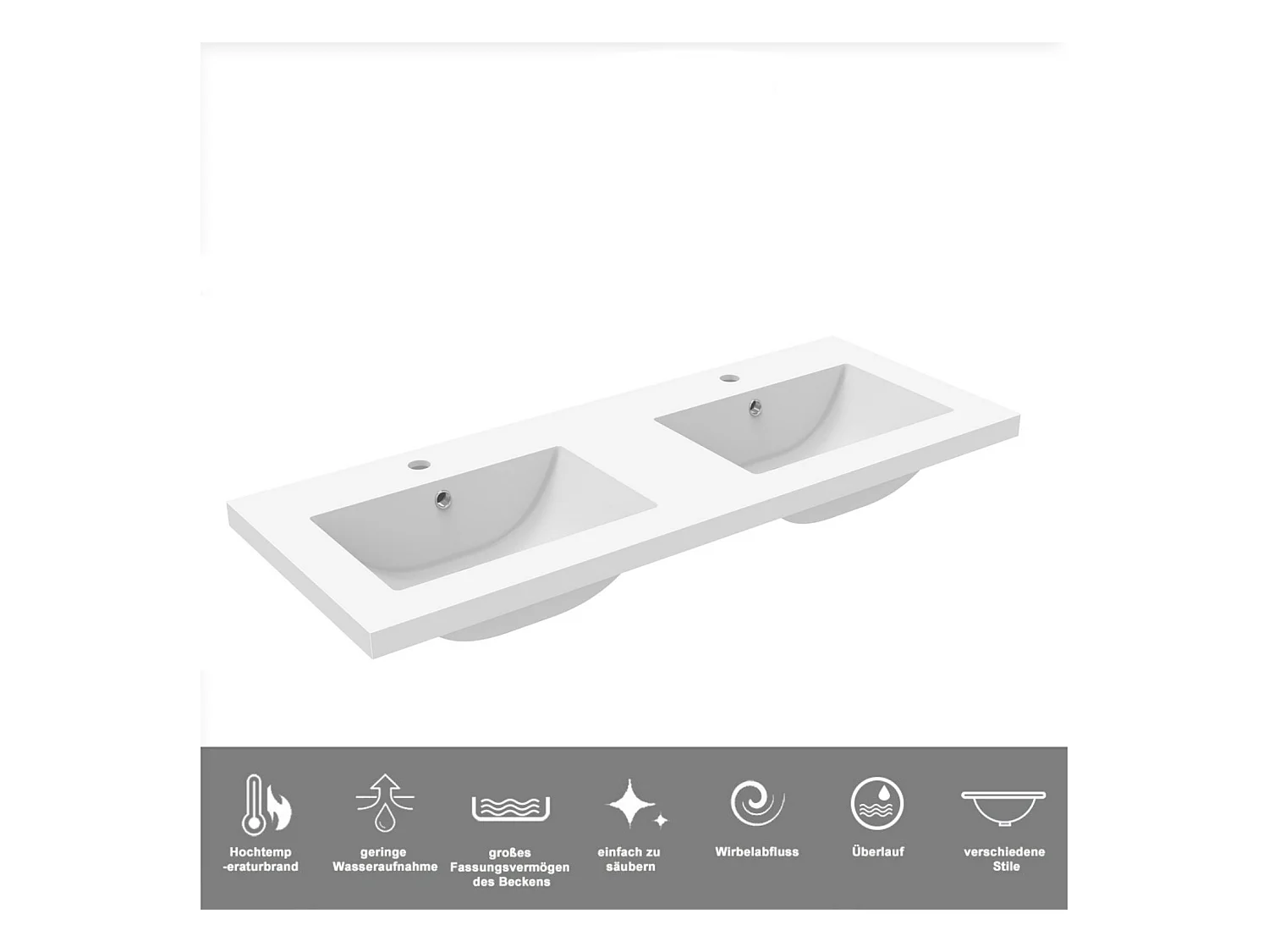AICA Badezimmerschränke 120cm Mineralguss Einbauwaschbecken mit Unterschrank - Dunkelgrau Matt Hängeschrank - MARO