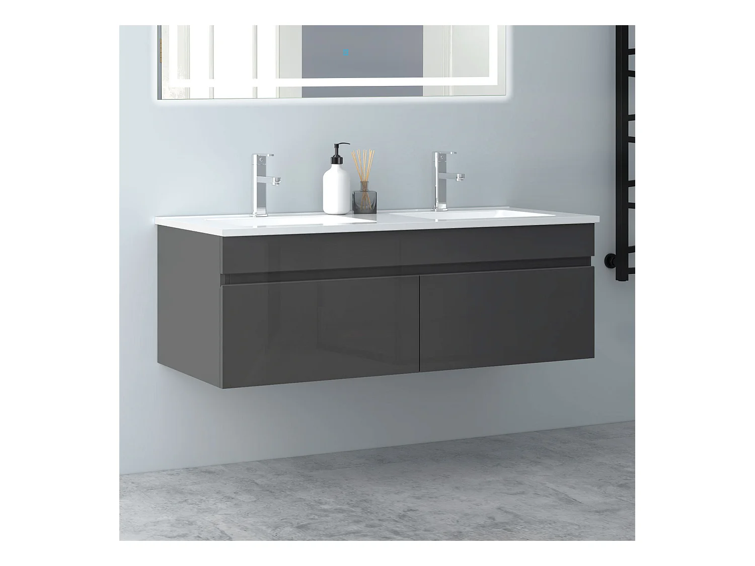 AICA Badezimmerschränke 120cm Mineralguss Einbauwaschbecken mit Unterschrank - Weiß Matt Hängeschrank - MARO