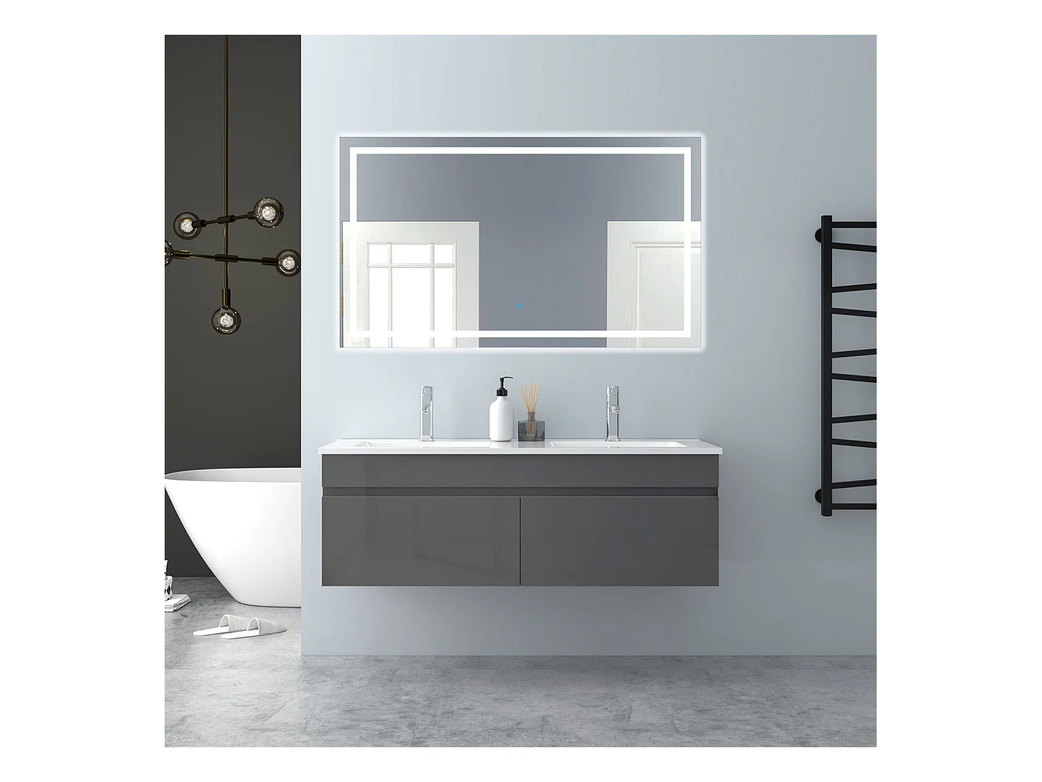 AICA Badezimmerschränke 120cm Mineralguss Einbauwaschbecken mit Unterschrank - Weiß Matt Hängeschrank - MARO