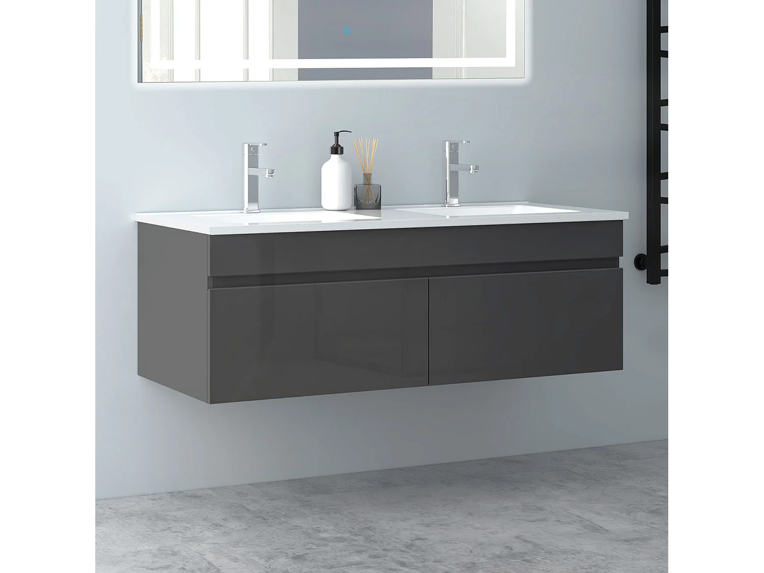 AICA Badezimmerschränke 120cm Mineralguss Einbauwaschbecken mit Unterschrank - Weiß Matt Hängeschrank - MARO
