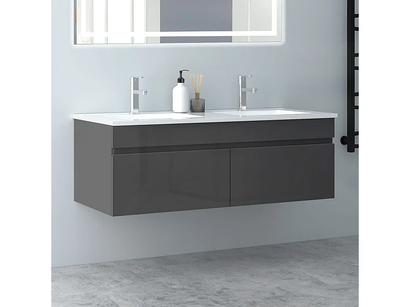 AICA Badezimmerschränke 120cm Mineralguss Einbauwaschbecken mit Unterschrank - Weiß Matt Hängeschrank - MARO