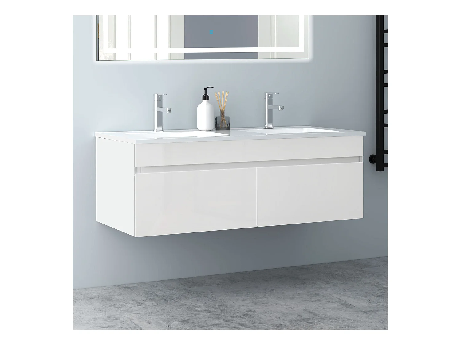 AICA Badezimmerschränke 120cm Keramik Einbauwaschbecken mit Unterschrank - Hochglanz Weiß Hängeschrank - MARO