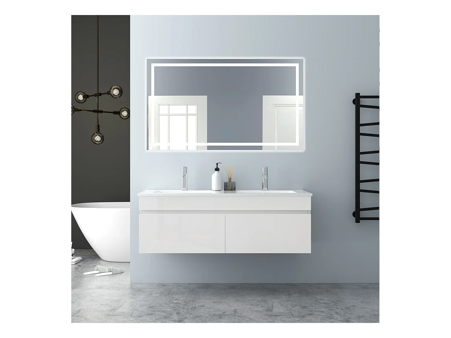 AICA Badezimmerschränke 120cm Keramik Einbauwaschbecken mit Unterschrank - Hochglanz Weiß Hängeschrank - MARO