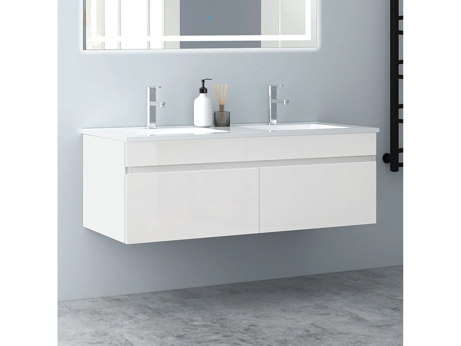 AICA Badezimmerschränke 120cm Keramik Einbauwaschbecken mit Unterschrank - Hochglanz Weiß Hängeschrank - MARO