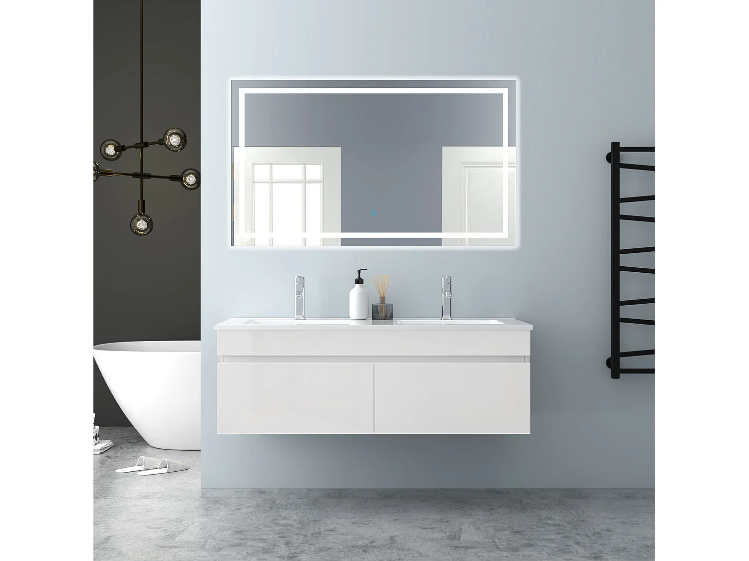 AICA Badezimmerschränke 120cm Keramik Einbauwaschbecken mit Unterschrank - Hochglanz Weiß Hängeschrank - MARO