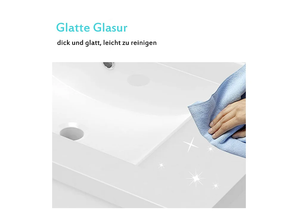 AICA Waschbeckenunterschrank hängend 80cm Mineralguss Waschtisch mit Unterschrank - Hochglanz Dunkelgrau - CINIC