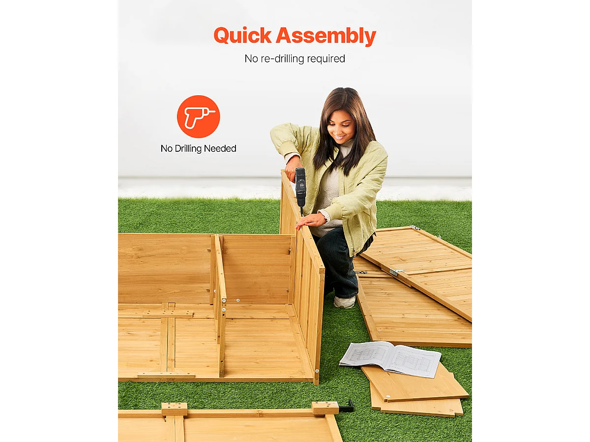 Tuinopslag SucceBuy van Waterdicht Hout voor Tuin gereedschap 140 x 170 CM