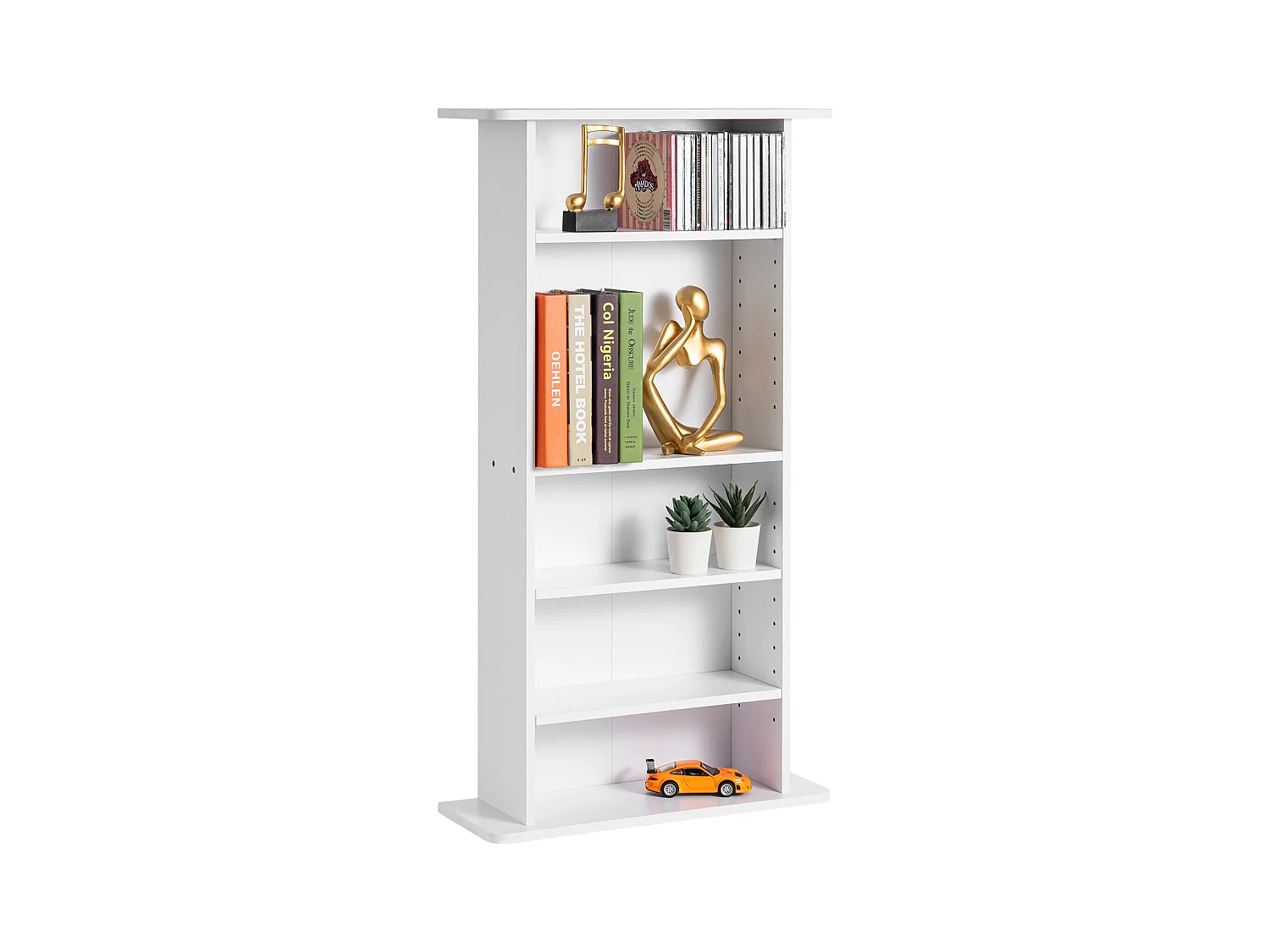 Meuble de Rangement Multimédia Réglable SucceBuy à 5 Niveaux, Pouvant Contenir 240 CD, Blanc