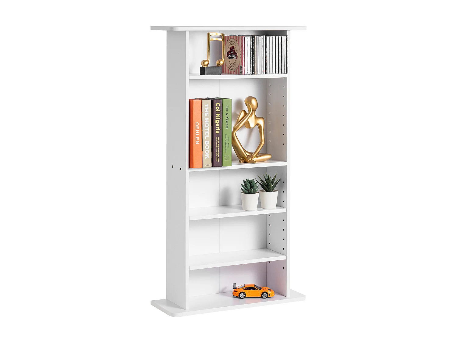 Meuble de Rangement Multimédia Réglable SucceBuy à 5 Niveaux, Pouvant Contenir 240 CD, Blanc