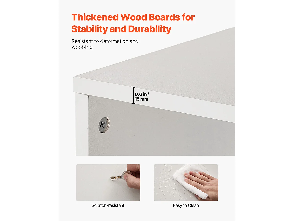 Biblioteca SucceBuy Aperta Stretta a 8 Livelli in Legno di 180CM con Gradino Regolabile, in Bianco