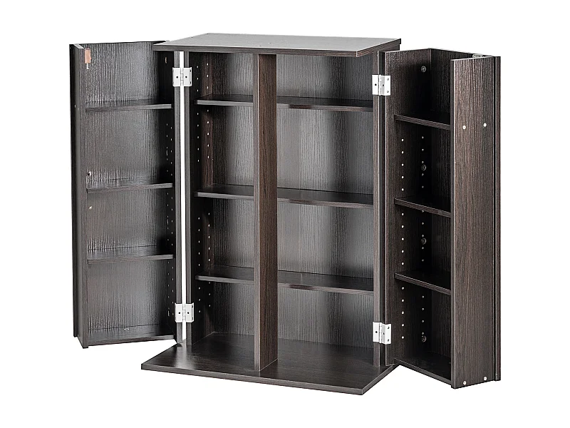 Mobile di Archiviazione Multimediale Adjustable a 4 Livelli SucceBuy, Può Contenere 576 CD, Espresso