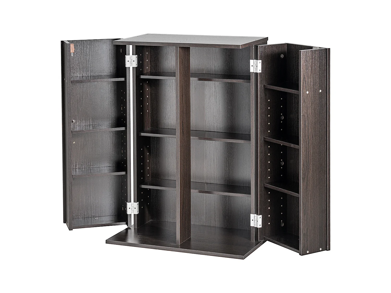 Mobile di Archiviazione Multimediale Adjustable a 4 Livelli SucceBuy, Può Contenere 576 CD, Espresso