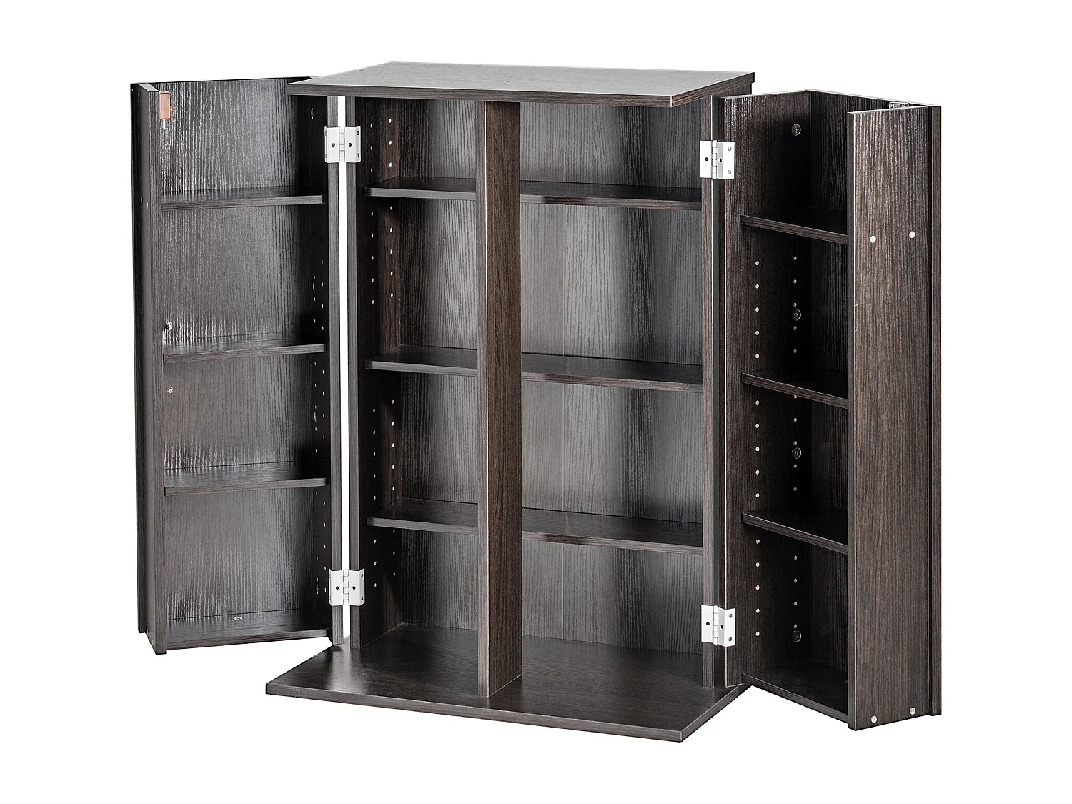 Regalmöbel Multimedien Einstellbar auf 4 Ebenen SucceBuy, Kann 576 CD Aufnehmen, Espresso