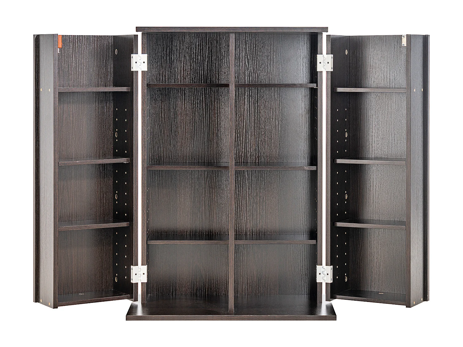 Regalmöbel Multimedien Einstellbar auf 4 Ebenen SucceBuy, Kann 576 CD Aufnehmen, Espresso