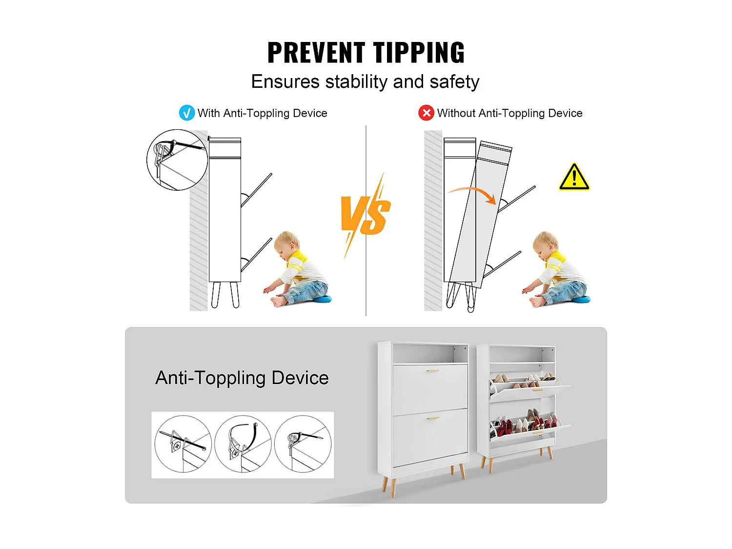Mobile per Scarpe SucceBuy, 2 Cassetti Pieghevoli, Organizzatore di Archiviazione per Entrata