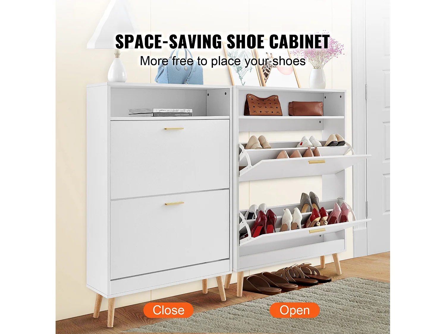 Mobile per Scarpe SucceBuy, 2 Cassetti Pieghevoli, Organizzatore di Archiviazione per Entrata