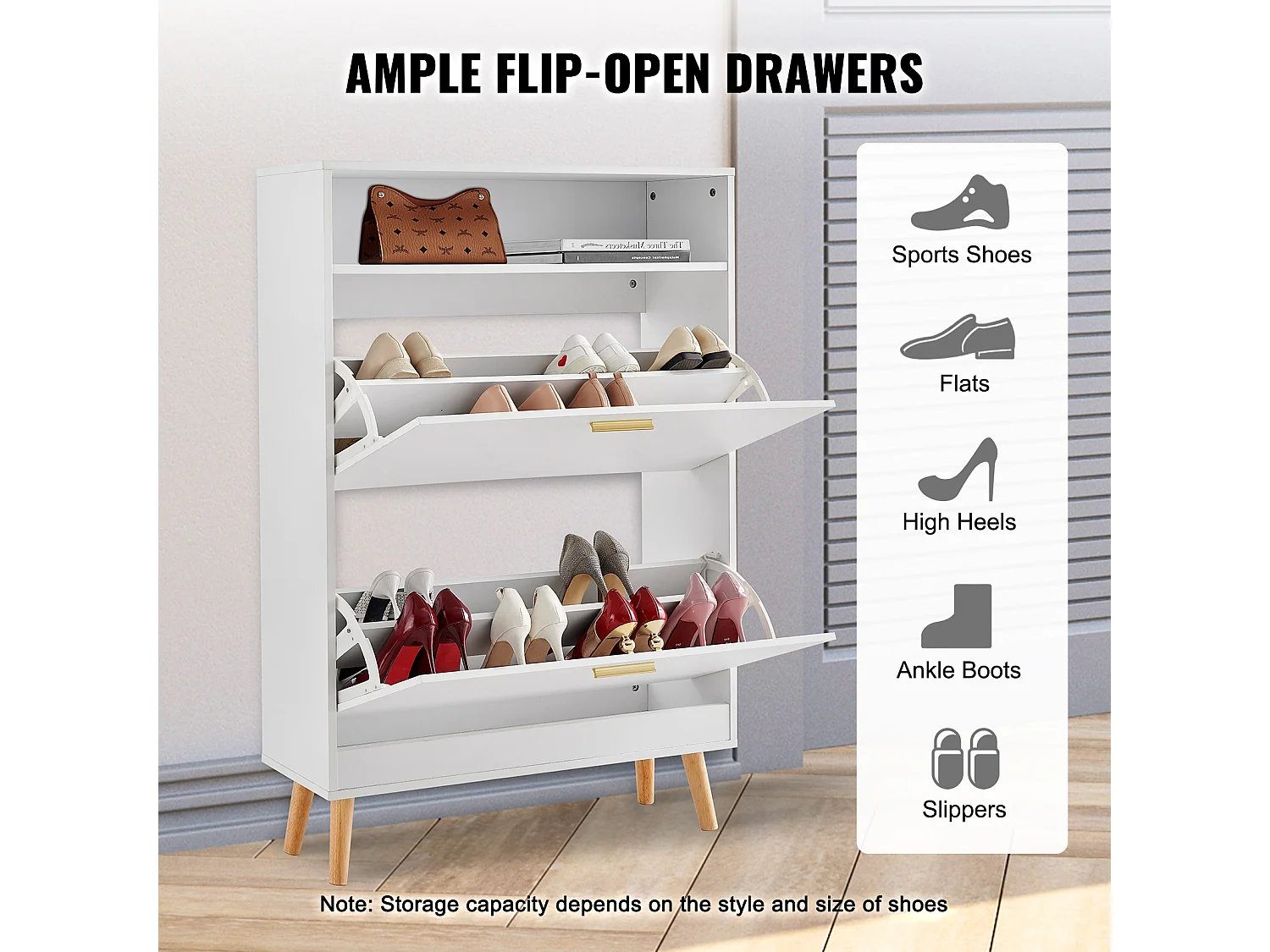 Mobile per Scarpe SucceBuy, 2 Cassetti Pieghevoli, Organizzatore di Archiviazione per Entrata