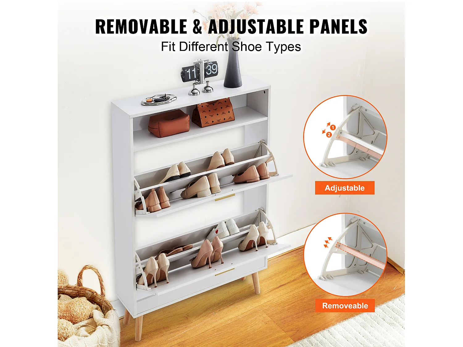 Mobile per Scarpe SucceBuy, 2 Cassetti Pieghevoli, Organizzatore di Archiviazione per Entrata