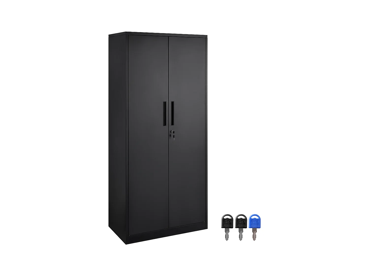 Armoire de Rangement SucceBuy en Métal. 3 Clés. Étagères Réglables. Porte Magnétique. Noir