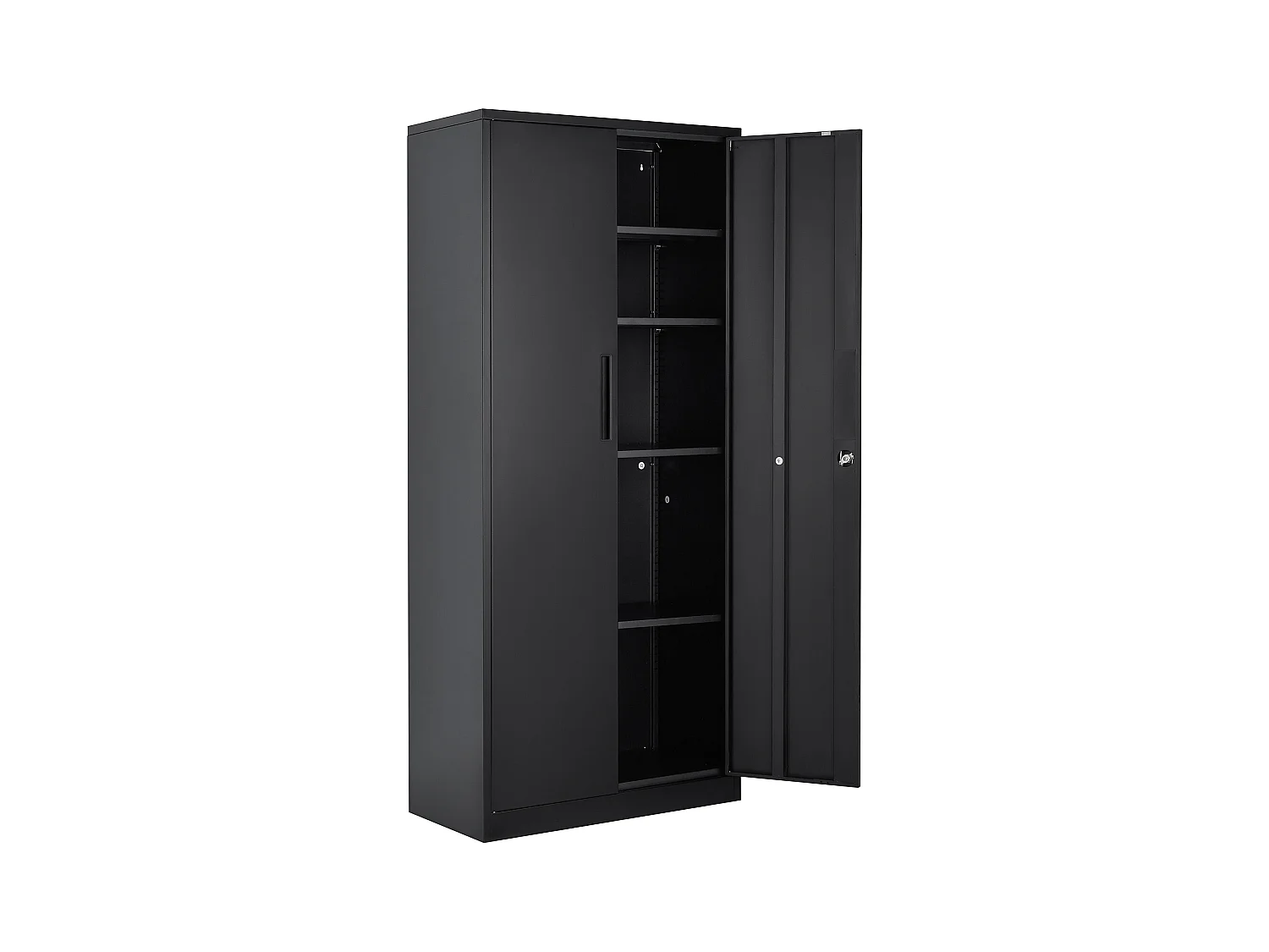 Armoire de Rangement SucceBuy en Métal. 3 Clés. Étagères Réglables. Porte Magnétique. Noir