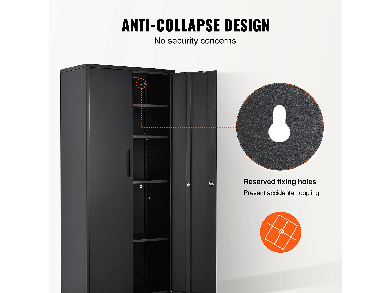 Armoire de Rangement SucceBuy en Métal. 3 Clés. Étagères Réglables. Porte Magnétique. Noir