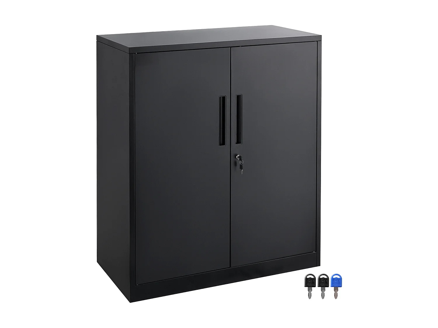 Armoire de Rangement SucceBuy en Métal. 3 Clés. 2 Étagères Réglables. Porte Magnétique. Noir.