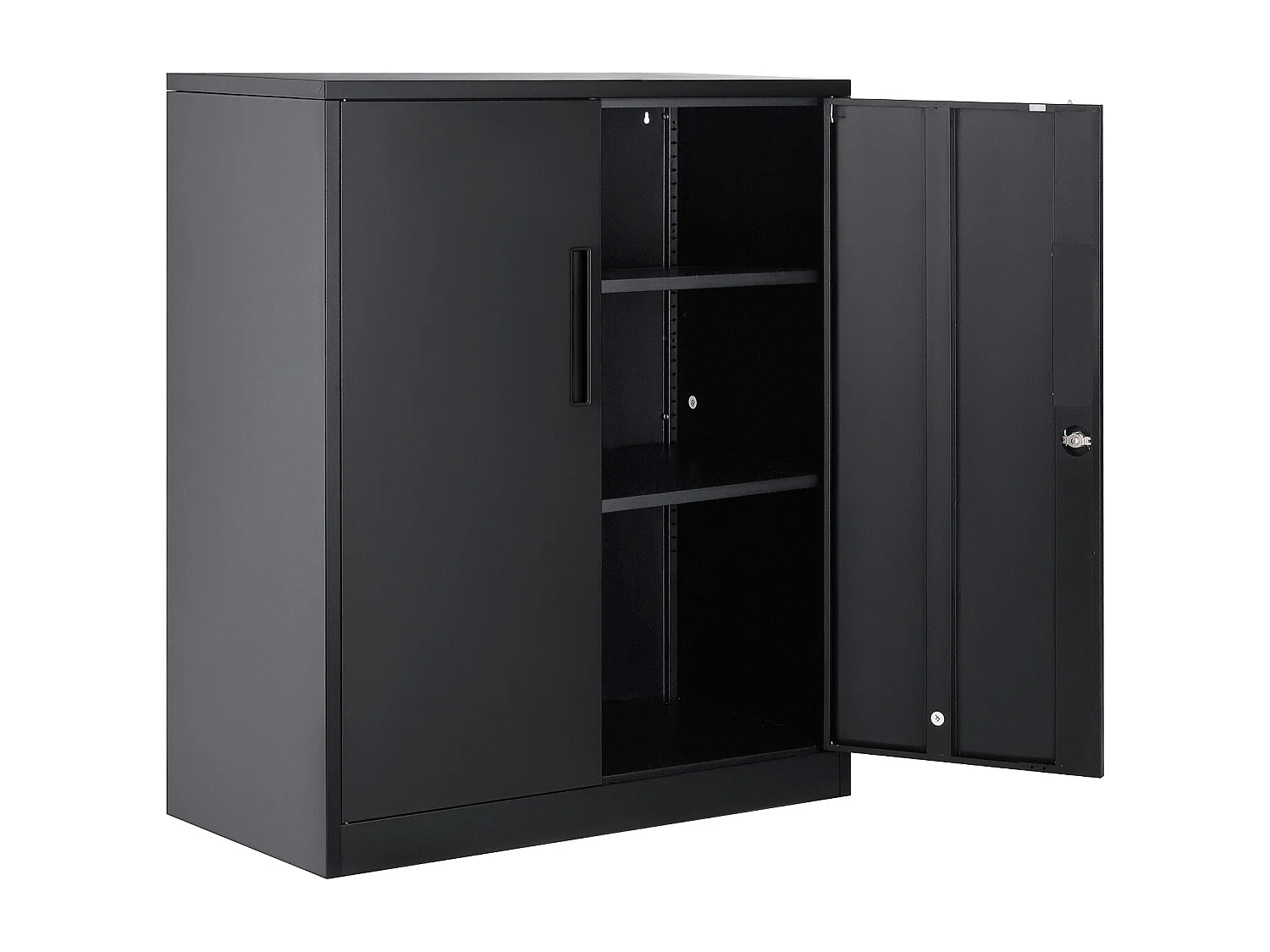 Armoire de Rangement SucceBuy en Métal. 3 Clés. 2 Étagères Réglables. Porte Magnétique. Noir.