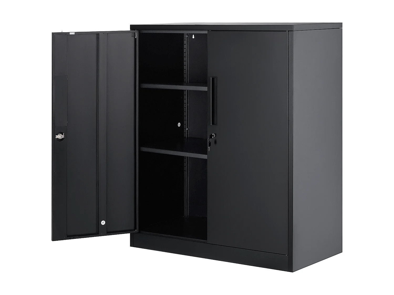 Armoire de Rangement SucceBuy en Métal. 3 Clés. 2 Étagères Réglables. Porte Magnétique. Noir.