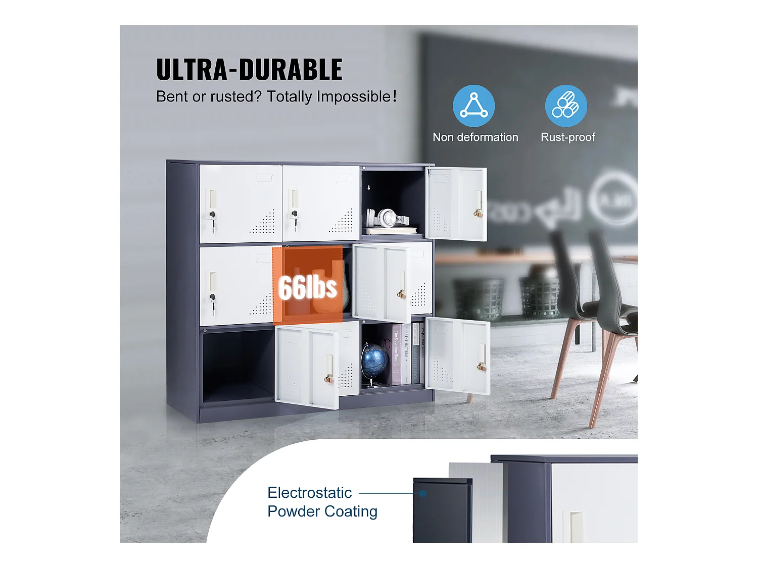 Armoire de Rangement SucceBuy en Métal à 9 Portes. pour Les Employés. en Acier Gris. Idéal pour Le Bureau.