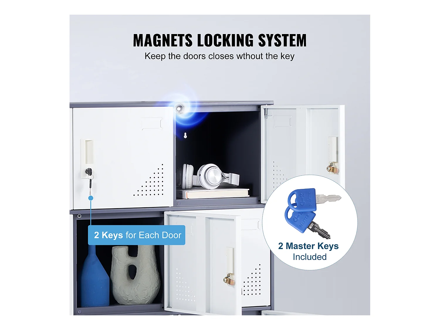 Armoire de Rangement SucceBuy en Métal à 9 Portes. pour Les Employés. en Acier Gris. Idéal pour Le Bureau.