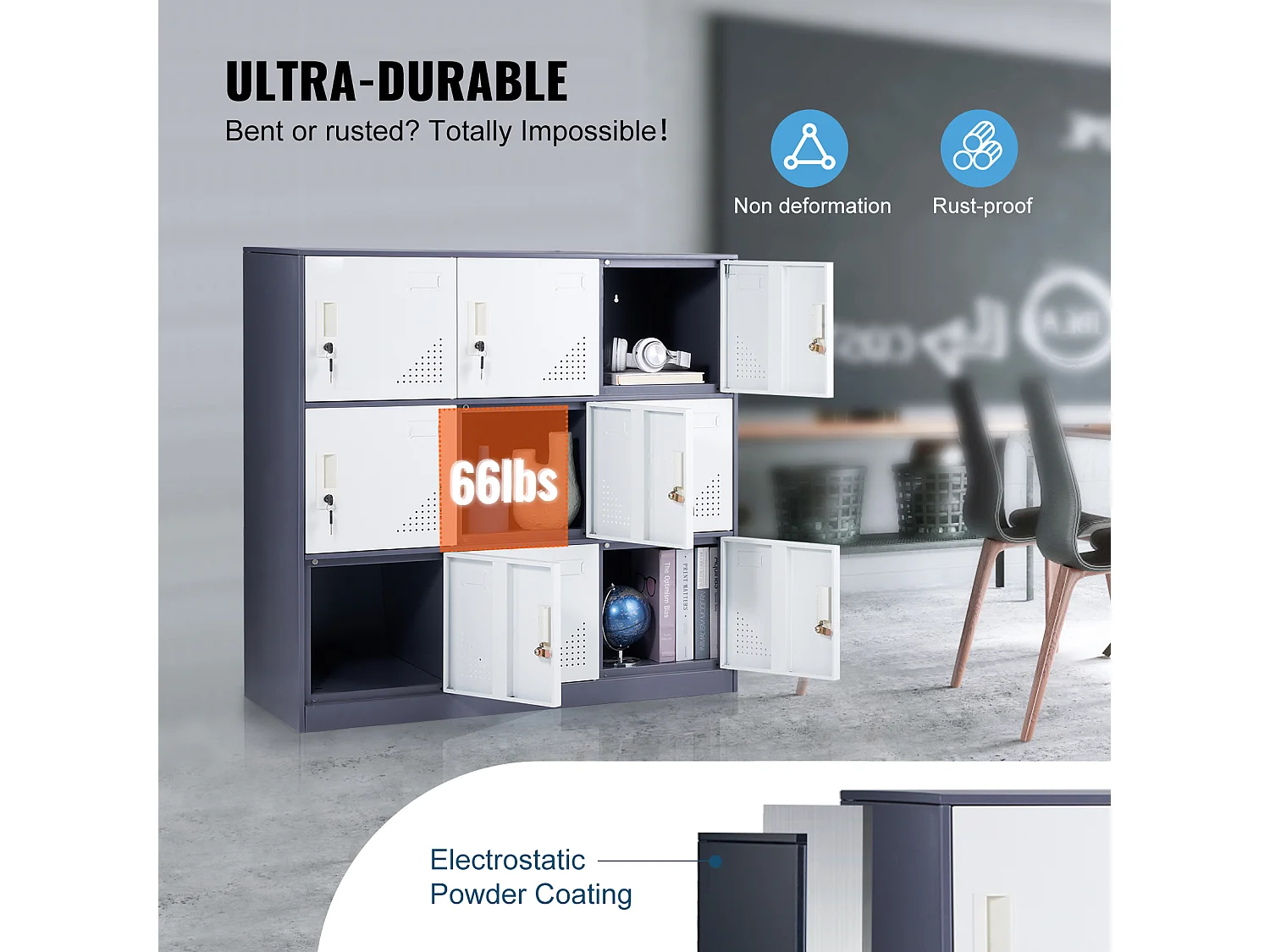 Armoire de Rangement SucceBuy en Métal à 9 Portes. pour Les Employés. en Acier Gris. Idéal pour Le Bureau.