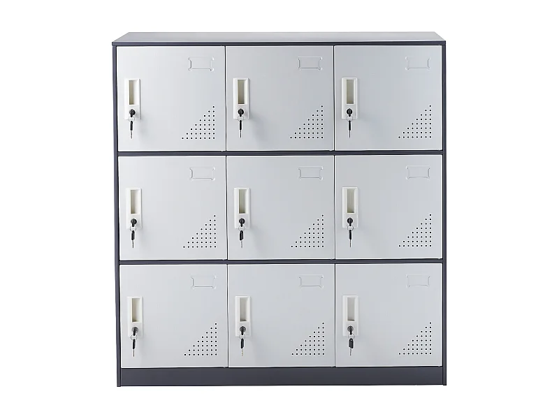 Armoire de Rangement SucceBuy en Métal à 9 Portes. pour Les Employés. en Acier Gris. Idéal pour Le Bureau.