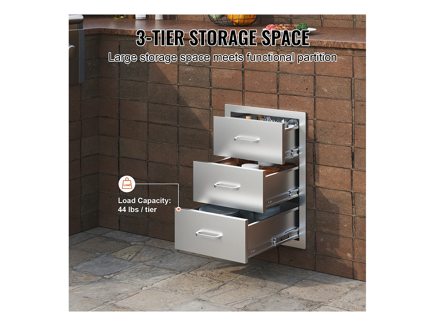 Commode à Tiroirs SucceBuy 40.4 x 33.3 x 15.7CM en Acier Inoxydable 201