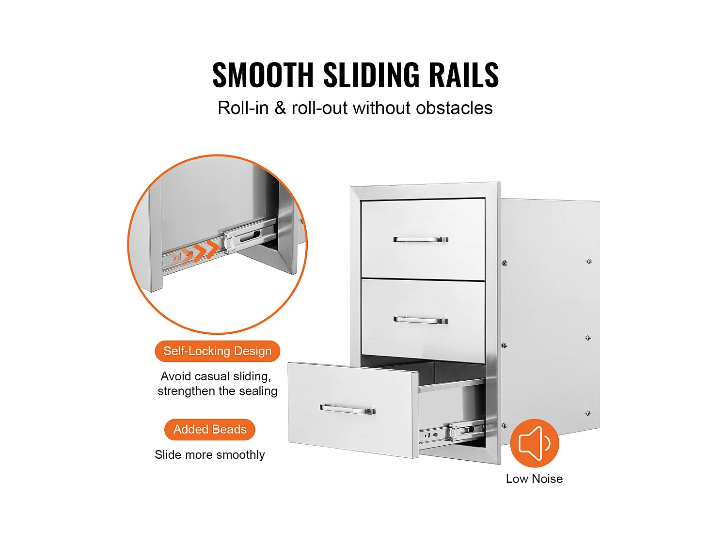 Commode à Tiroirs SucceBuy 40.4 x 33.3 x 15.7CM en Acier Inoxydable 201