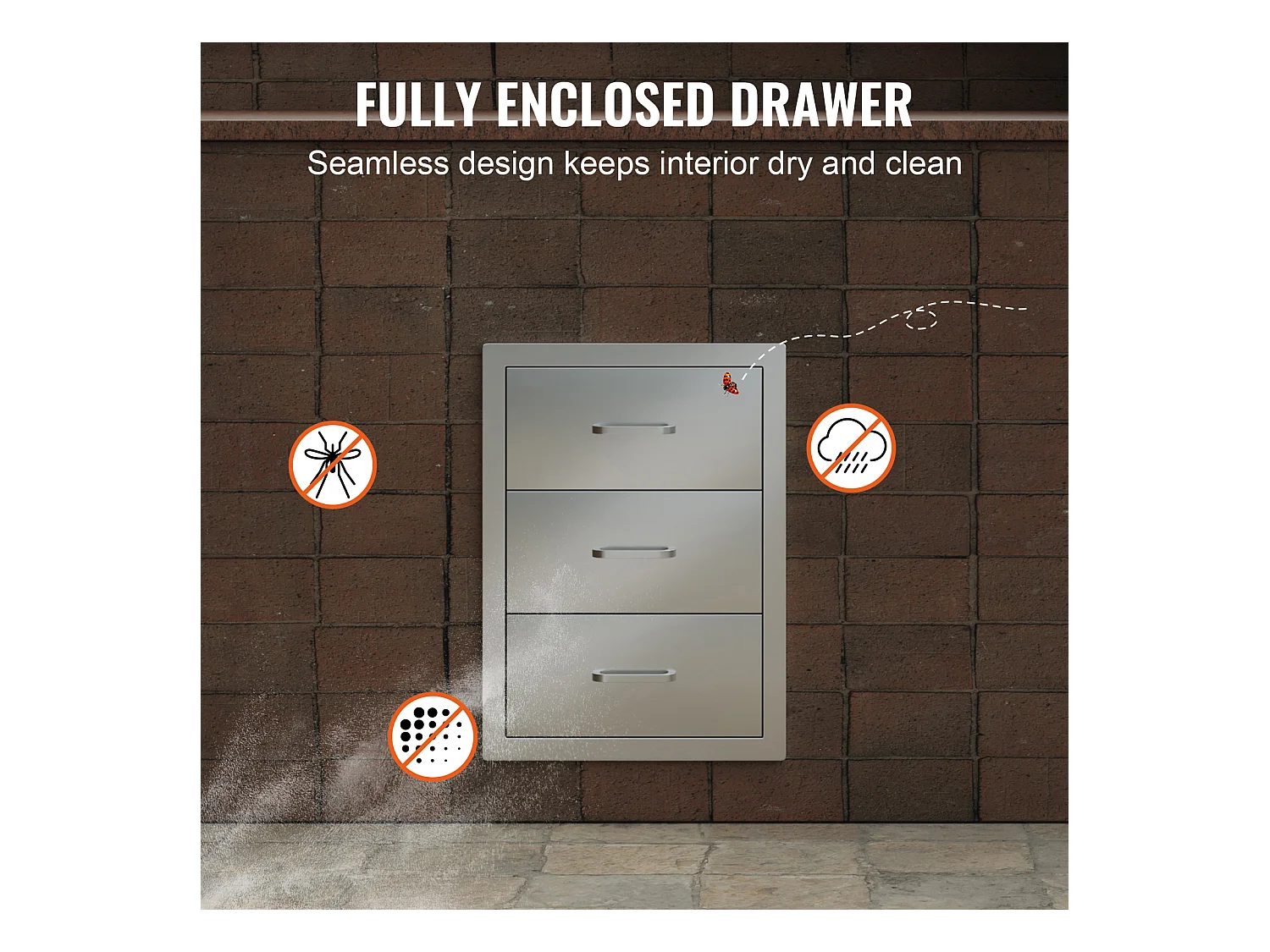 Commode à Tiroirs SucceBuy 40.4 x 33.3 x 15.7CM en Acier Inoxydable 201