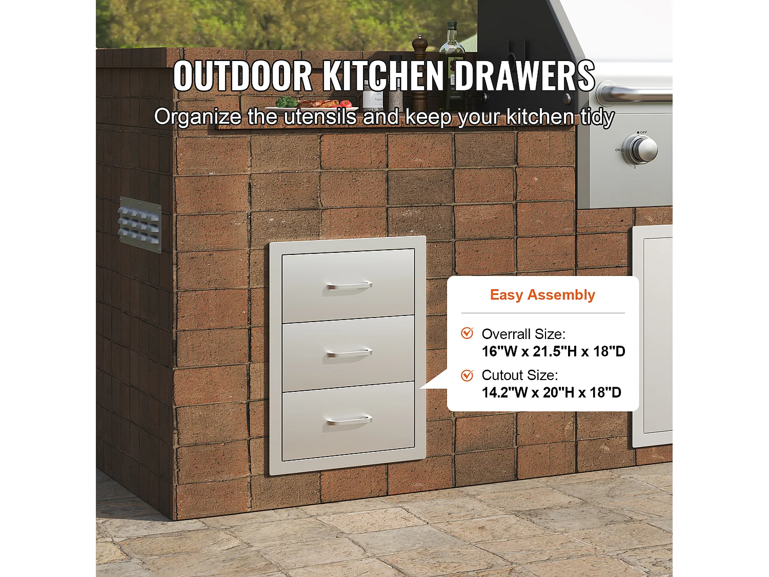 Ladekommode SucceBuy 40.4 x 33.3 x 15.7CM van Roestvrij Staal 201