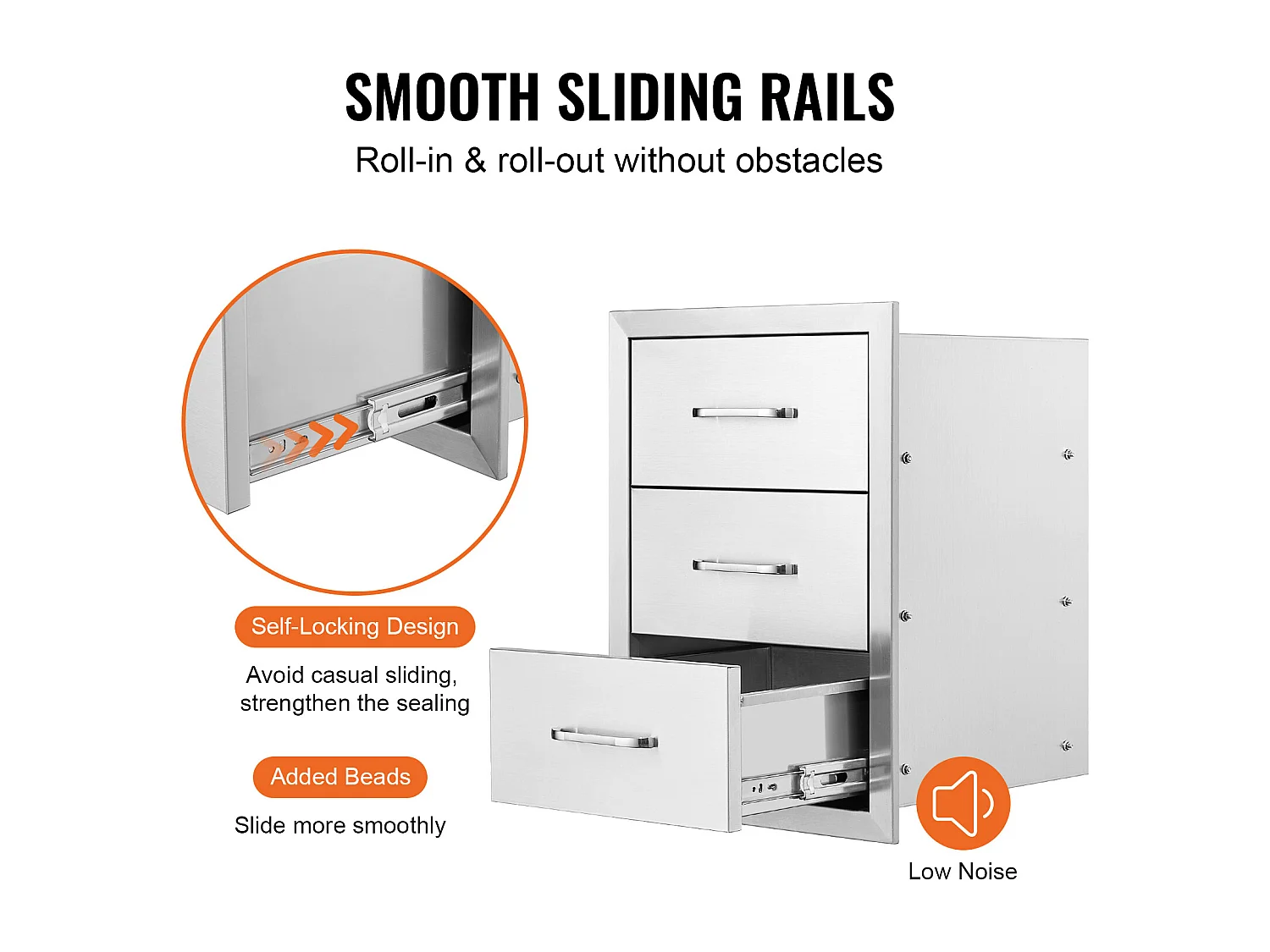 Commode à Tiroirs SucceBuy 40.4 x 33.3 x 15.7CM en Acier Inoxydable 201