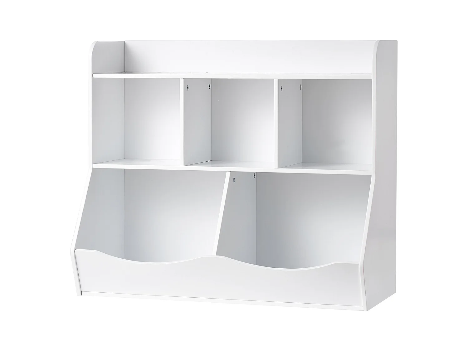 Casier de Rangement SucceBuy pour Enfants en Bois avec Étagère à Livres, 5 Compartiments, Blanc