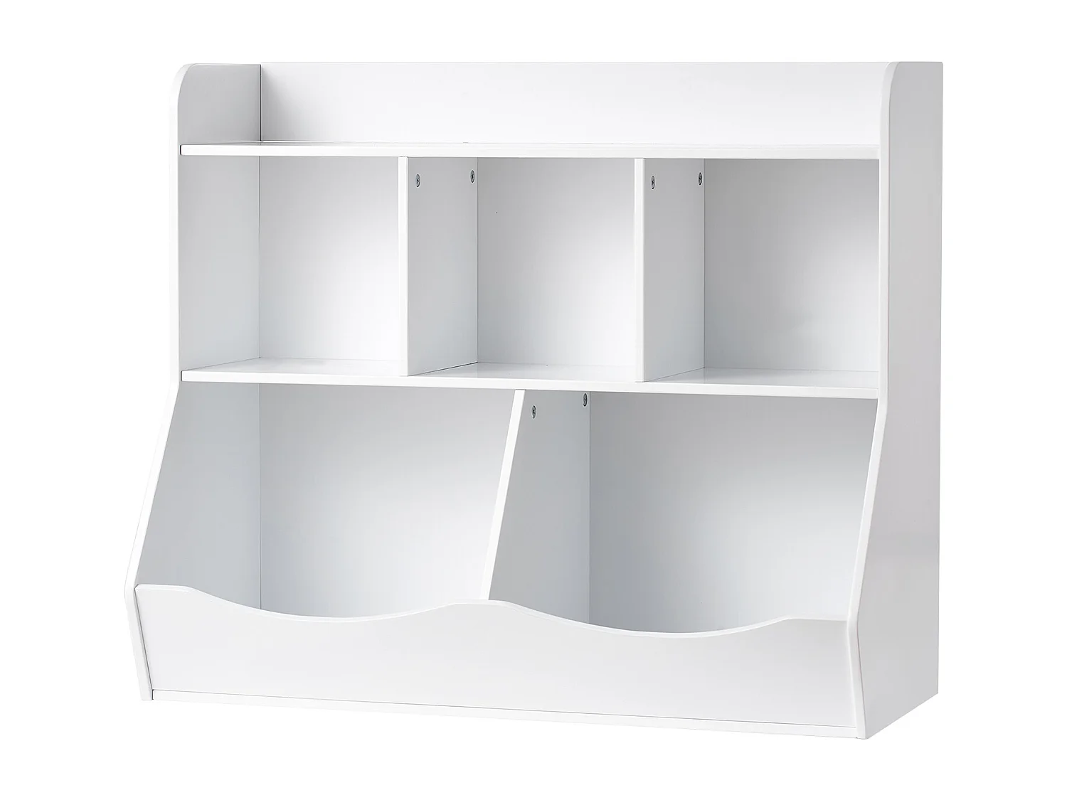 Aufbewahrungsschrank SucceBuy für Kinder aus Holz mit Bücherregal, 5 Fächer, Weiß