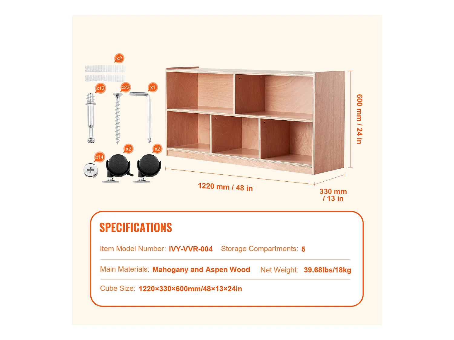 Étagère de Rangement SucceBuy à 5 Compartiments, 2 Étagères, pour La Maison, L'École