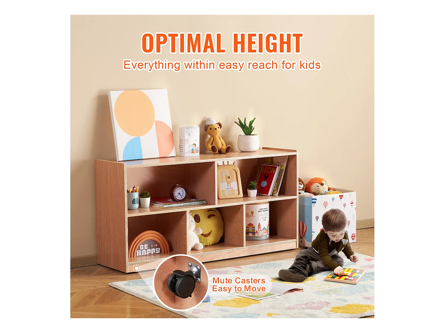 Étagère de Rangement SucceBuy à 5 Compartiments, 2 Étagères, pour La Maison, L'École