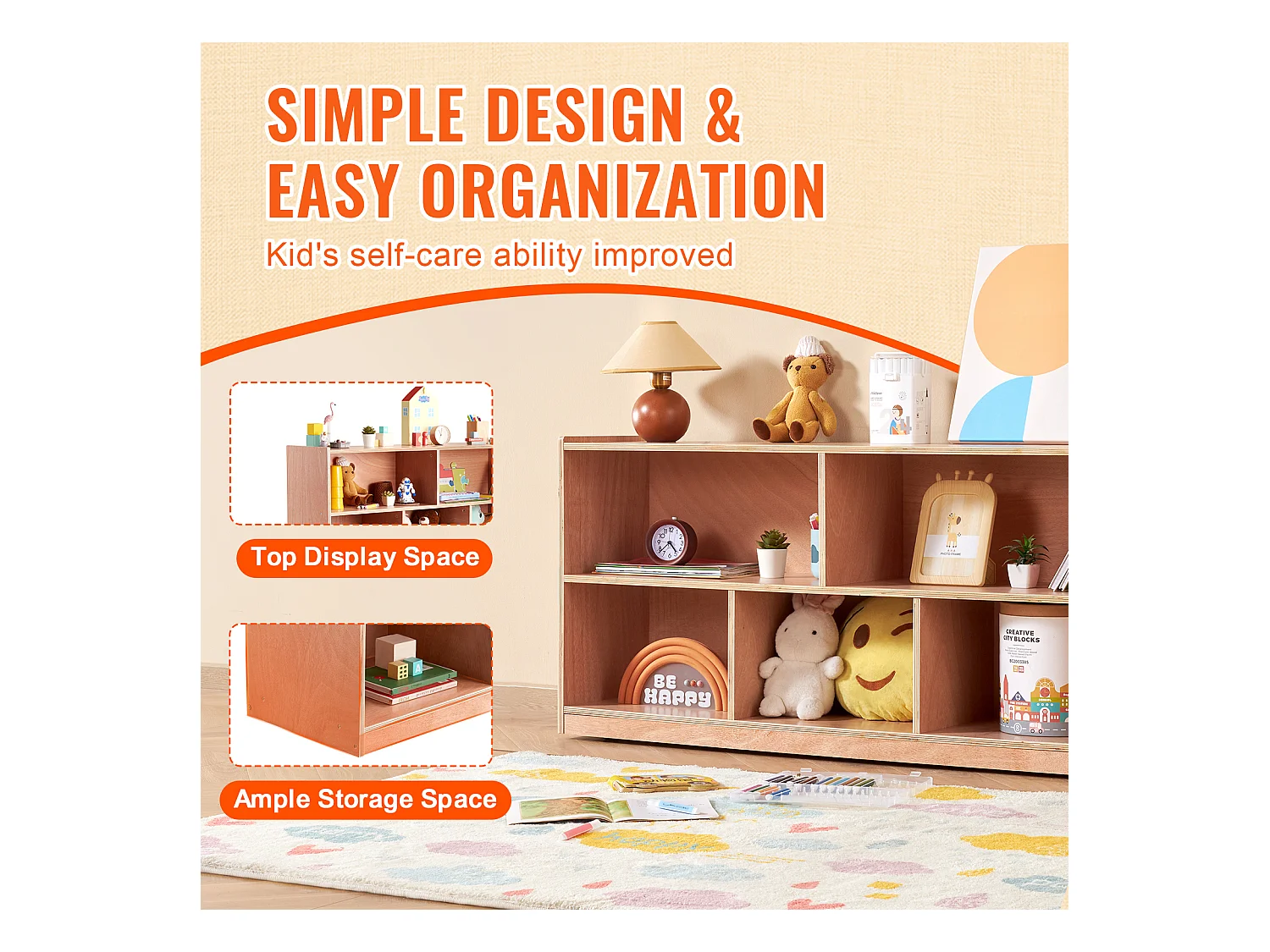 Étagère de Rangement SucceBuy à 5 Compartiments, 2 Étagères, pour La Maison, L'École