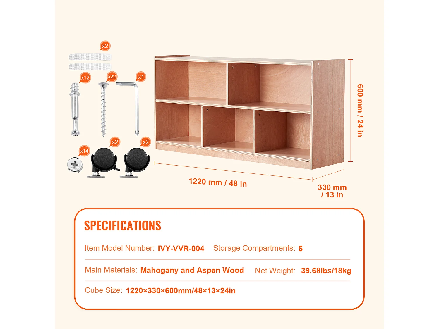 Étagère de Rangement SucceBuy à 5 Compartiments, 2 Étagères, pour La Maison, L'École