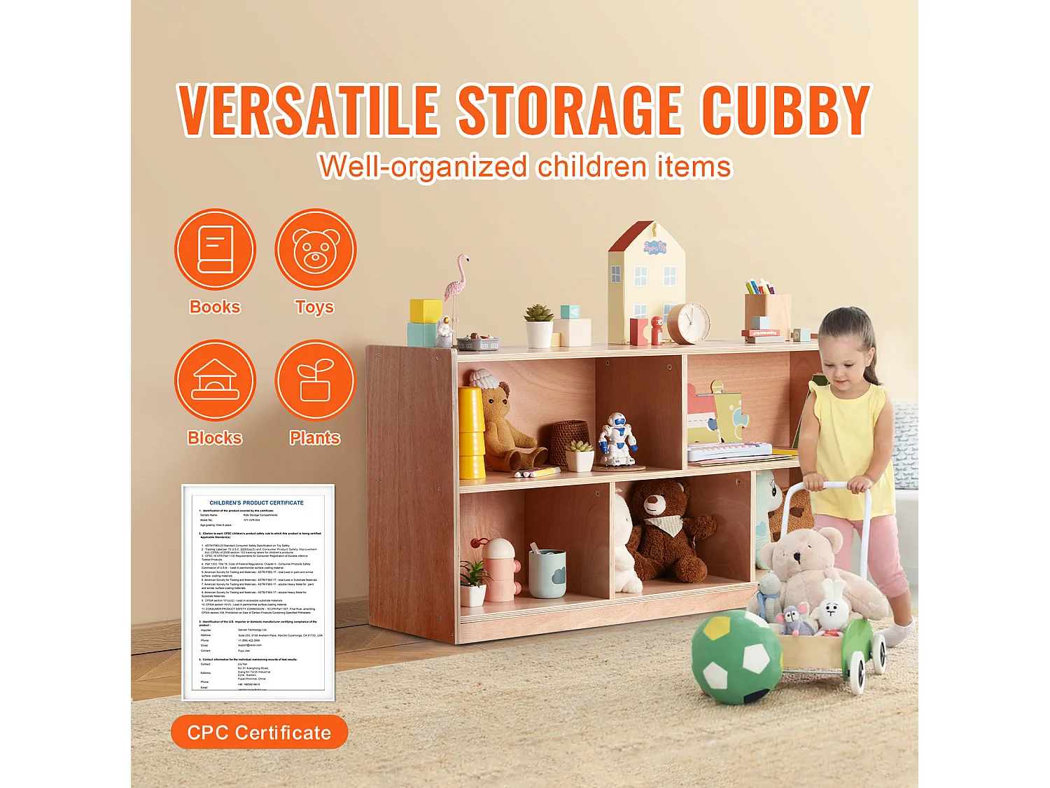 Étagère de Rangement SucceBuy à 5 Compartiments, 2 Étagères, pour La Maison, L'École