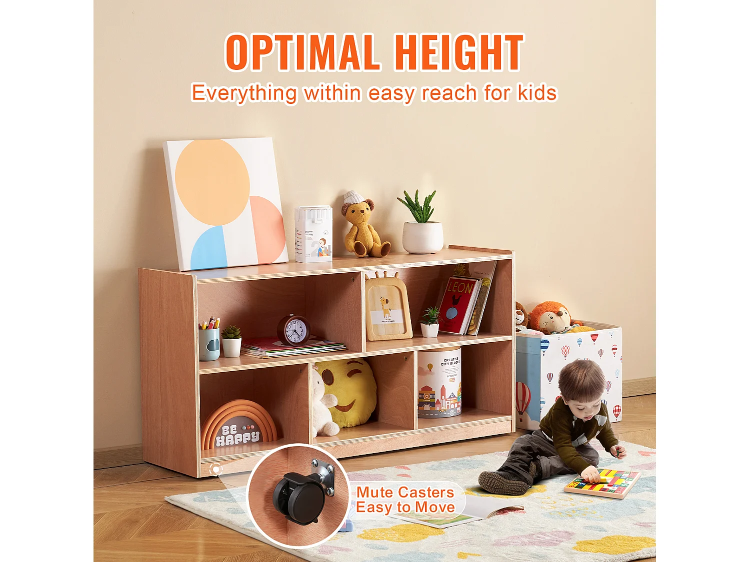 Étagère de Rangement SucceBuy à 5 Compartiments, 2 Étagères, pour La Maison, L'École