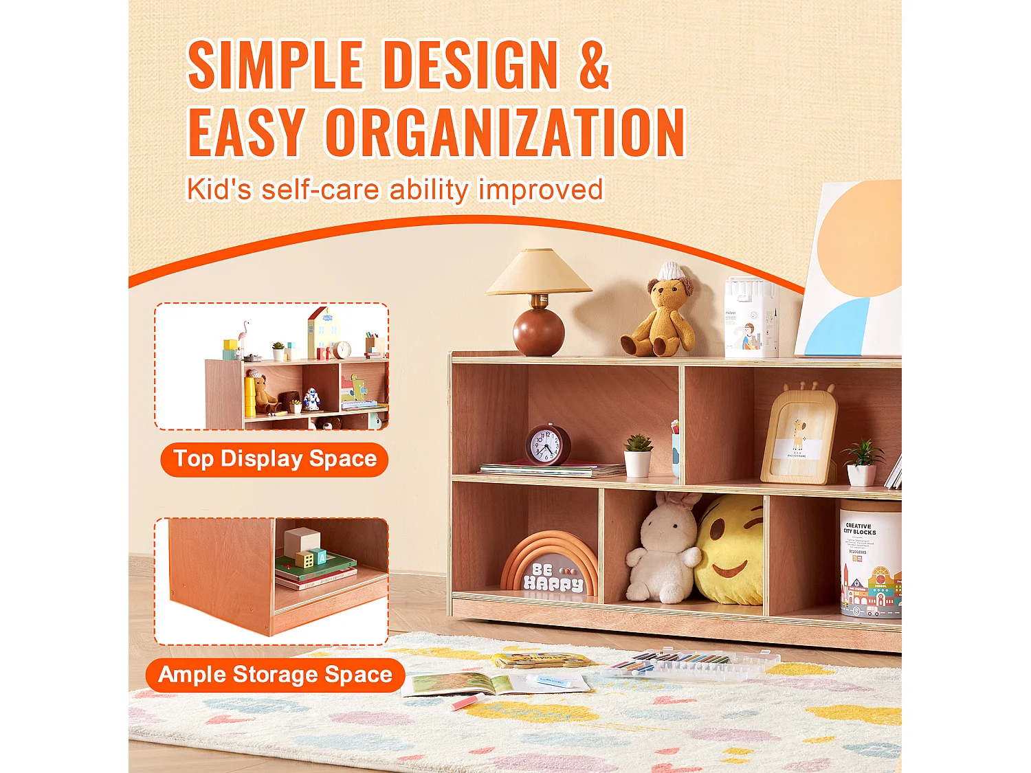 Étagère de Rangement SucceBuy à 5 Compartiments, 2 Étagères, pour La Maison, L'École